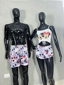 Pijama Casal - Baby Doll e Shorts Masculino  - Adulto