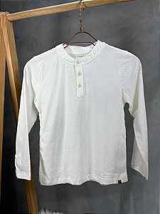 Camiseta Manga Longa C/ Botão Off White - TN