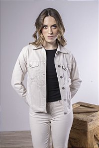 Jaqueta De Sarja Com Bolsos Feminina