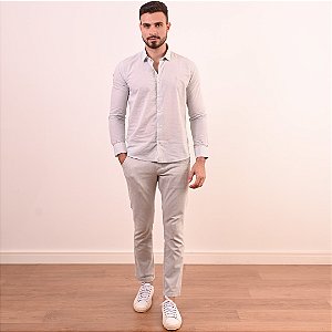 Camisa Slim Casual Manga Longa Masculina