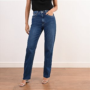 Calça Jeans Reta Cinco Bolsos Feminina