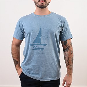 Camiseta Estonada Estampa Sailing Masculina