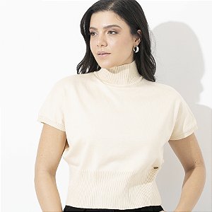 Blusa Tricot Manga Morcego Gola Alta Feminina