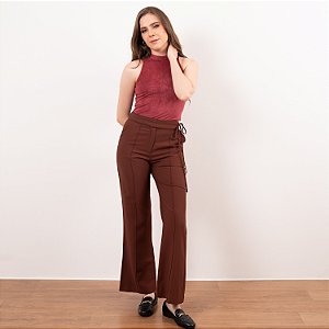 Calça Alfaiataria Com Nervura E Amarração Feminina