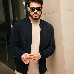 Jaqueta Texturizada Com Zíper Masculina