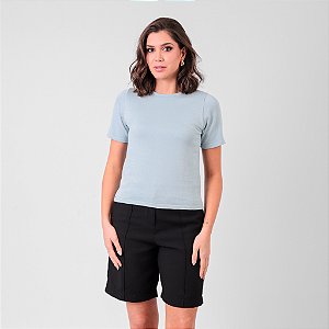 T-Shirt Manga Curta Básica Feminina