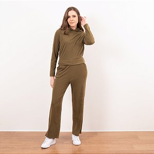 Calça Cotelê Reta Com Bolso Feminina