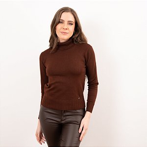 Blusa Tricot Lisa Com Gola Rolê Feminina