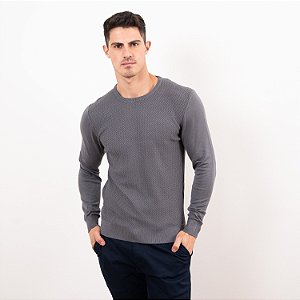 Blusa Tricot Texturizado Gola Careca Masculina