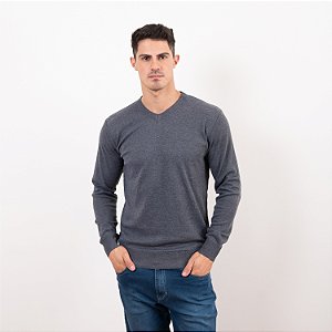 Blusa Tricot com Decote V Essencial Masculina