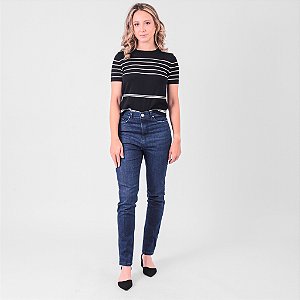 Calça Jeans Skinny 5 Bolsos Cintura Alta Feminina