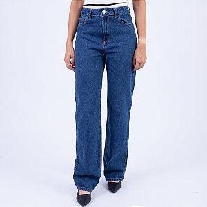 Calça Jeans Reta Cintura Alta Feminina