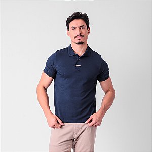 Polo Em Cotton Com Detalhe Listrado Masculina