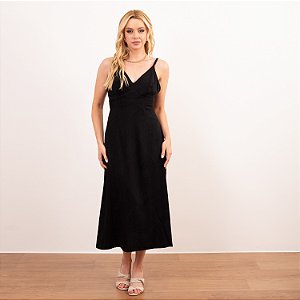 Vestido Midi Com Alça E Amarração Nas Costas
