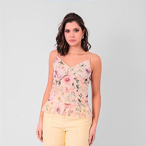 Regata Alça Tule Estampado Feminina