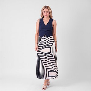 Saia Longa Com Fenda Estampada