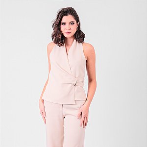 Blusa Sem Manga Com Transpasse E Detalhe Metal Feminina