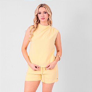 Blusa Sem Manga Com Pregas Na Gola Feminina