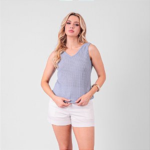 Regata Com Textura E Renda Nas Costas Feminina
