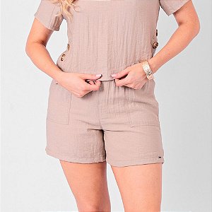 Short Com Elástico E Bolsos Com Pespontos Feminino
