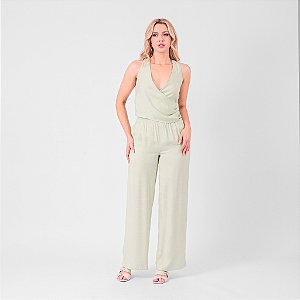 Calça Pantalona Linho Cós Com Elástico Feminina