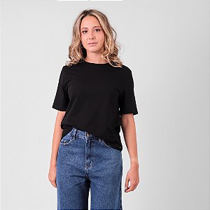 Blusa Decote Redondo Algodão Com Elastano Feminina