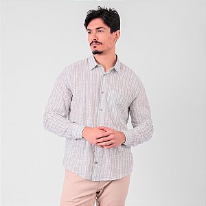 Camisa Manga Longa Algodão Listrado Masculina