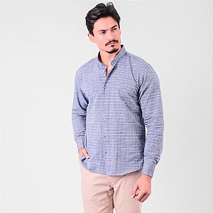 Camisa Manga Longa Algodão Listrado Masculina