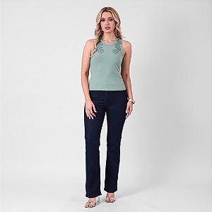 Calça Jeans Boot Cut Cintura Alta Com Elastano Feminina