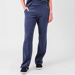 Calça Reta Malha Peletizada Cós Com Elástico Feminina