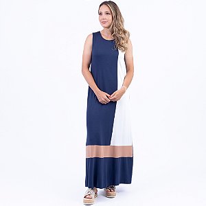 Vestido Midi Em Moletinho Com Recortes Coloridos Feminino