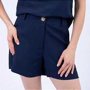 Short Com Bolsos E Passantes Com Botão Dourado Feminino