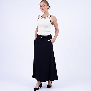 Regata Tricot Detalhe Viés nas Cavas Feminina