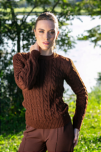 Blusa Tricot com Tranças Feminina