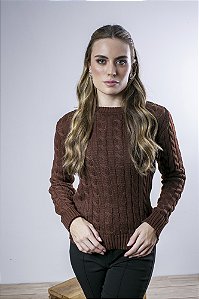 Blusa Tricot com Tranças Feminina