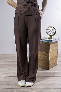 Calça Reta Feminina Com Elástico E Nervura Frontal