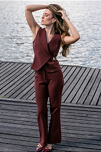 Colete Alfaiataria Transpassado Com Detalhe Metal Feminino