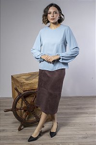 Blusa Feminina Manga Longa com Punho Franzido