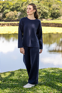 Calça Tricot Feminina Reta com Bolso