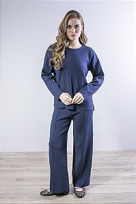 Calça Tricot Feminina Reta com Bolso