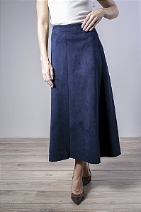 Saia Midi em Suede com Pence Lateral