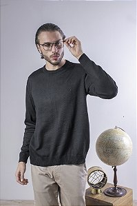 Blusa Tricot Masculina Básica Decote Redondo