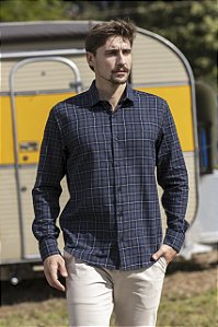 Camisa Masculina Casual em Flanela Xadrez