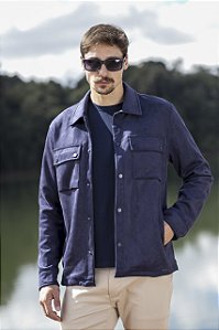 Jaqueta em Suede Masculina com Bolsos e Botões
