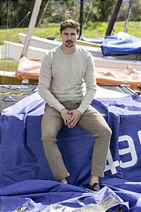 Blusa Tricot Masculina Texturizada Decote Redondo