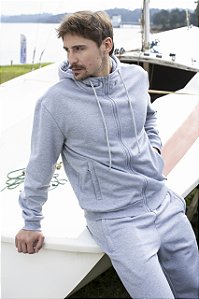 Jaqueta Masculina Malha Texturizada com Capuz e Bolsos