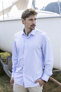 Camisa Masculina Manga Longa Fibra Bambu Quadriculada