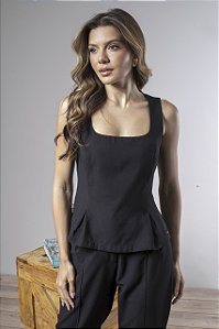 Blusa Decote Quadrado Com Pregas Feminina