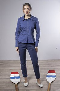 Camisa Tricoline Com Elastano Ajustada Feminina