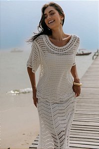 Blusa Crochê Com Bordado Feminina